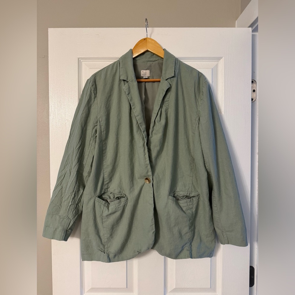 A New Day Lined Sage Green Casual Blazer Size XL